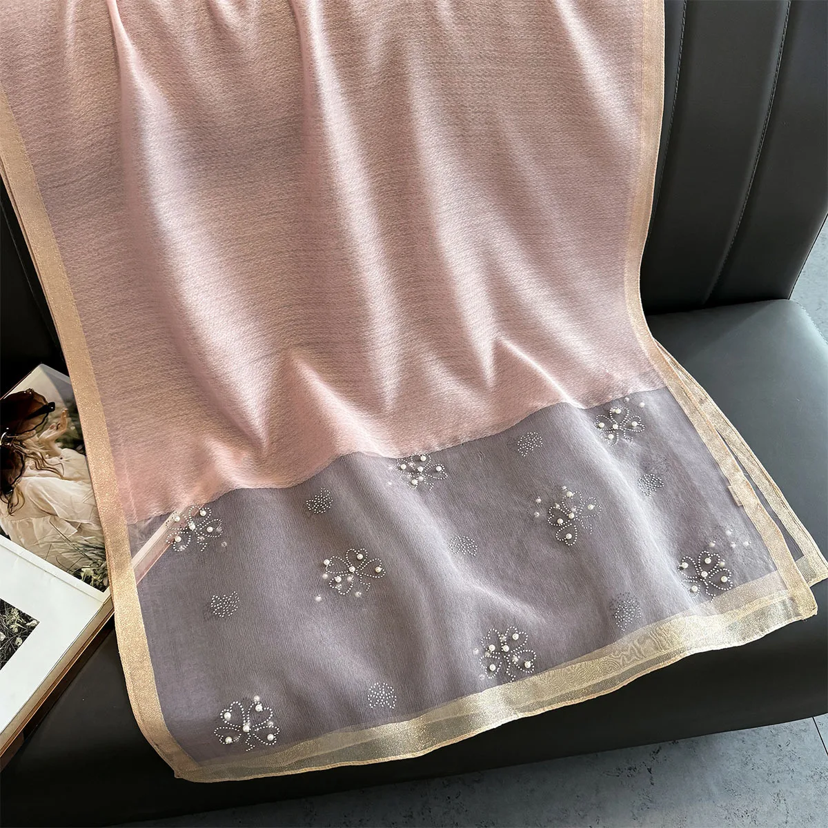 Longue Écharpe en Laine de Soie pour Femme, Châle, Poncho, à la Mode, Doux, Hijab, Bandana, Nouvelle Collection Printemps et Automne