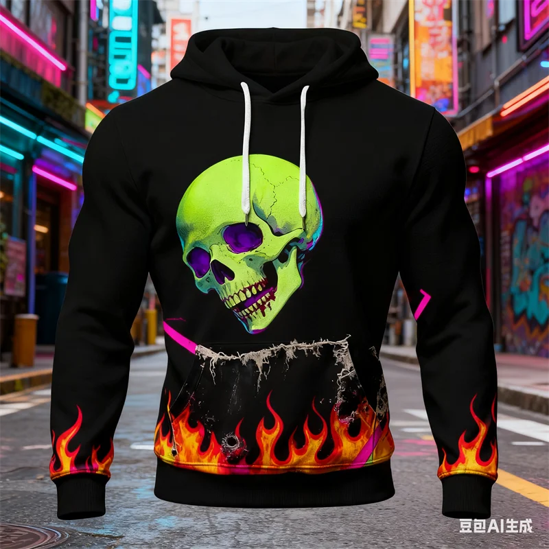 

Funny 3D Skull Pattern Men's Hoodies Hip Hop Trend Harajuku y2k Clothes Autumn Winter Casual Pullover Fashion Loose Sweatshirts