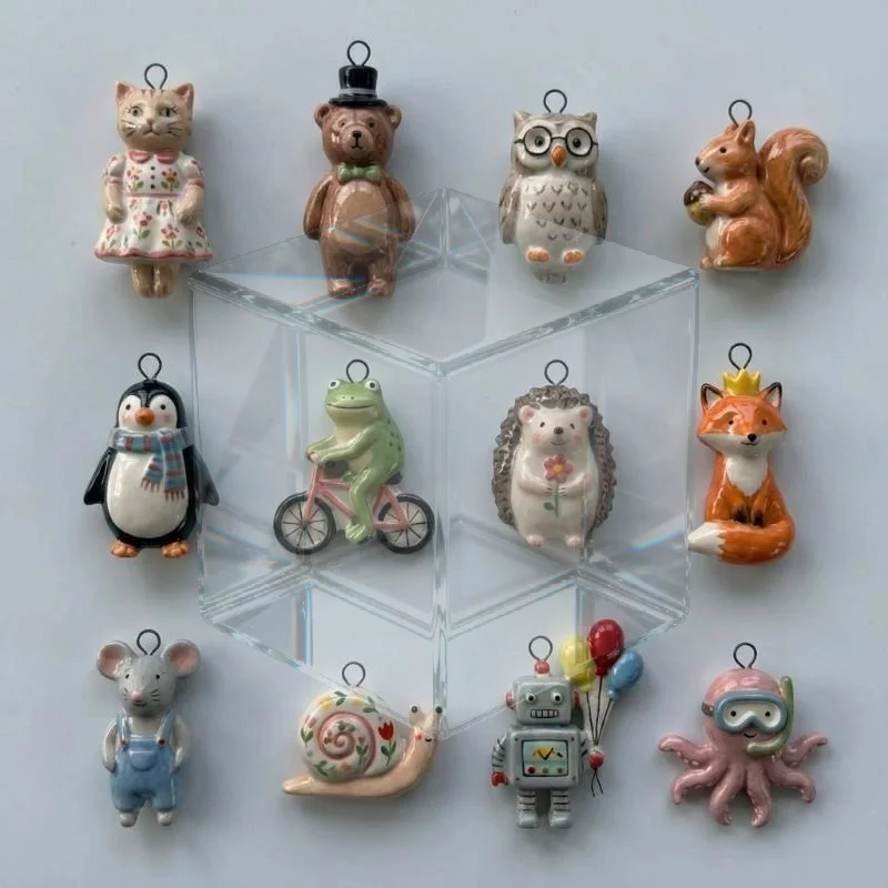 1Pcs Color Preserved Stainless Steel DIY Jewelry Necklace Bracelet Accessories Cartoon Owl Squirrel Hedgehog Charms Pendant