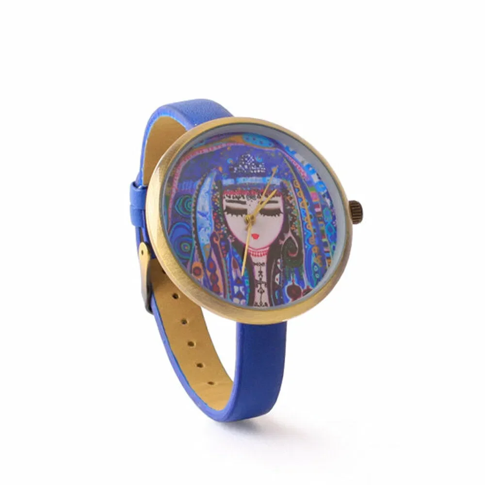 Blue Water Design Wrist Watch Fashion Creative Women Ladies Leather Watch for Gift