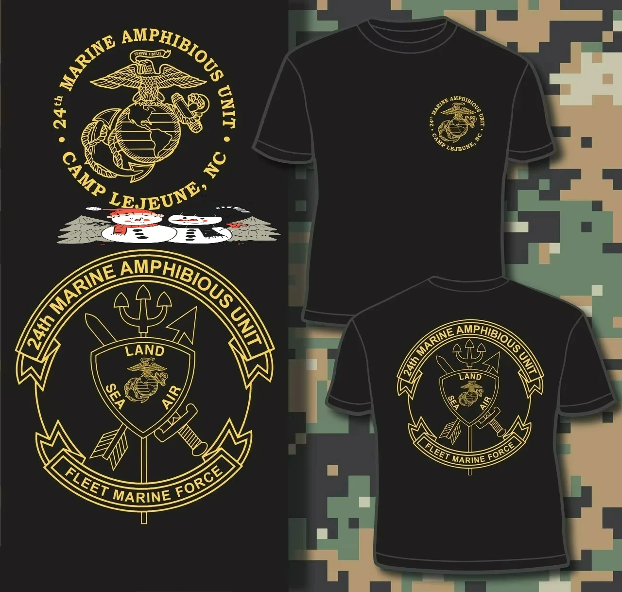 Camp Lejeune, NC. US Marine Corps 24nd Marine Amphibious Unit T Shirt. Short Sleeve 100% Cotton Casual T-shirts Loose Top S-3XL