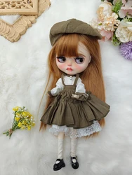 blythe doll clothes Handmade Dark grayish green Dress for Blythe doll Accessories OB22 OB24 AZONE 4-piece set