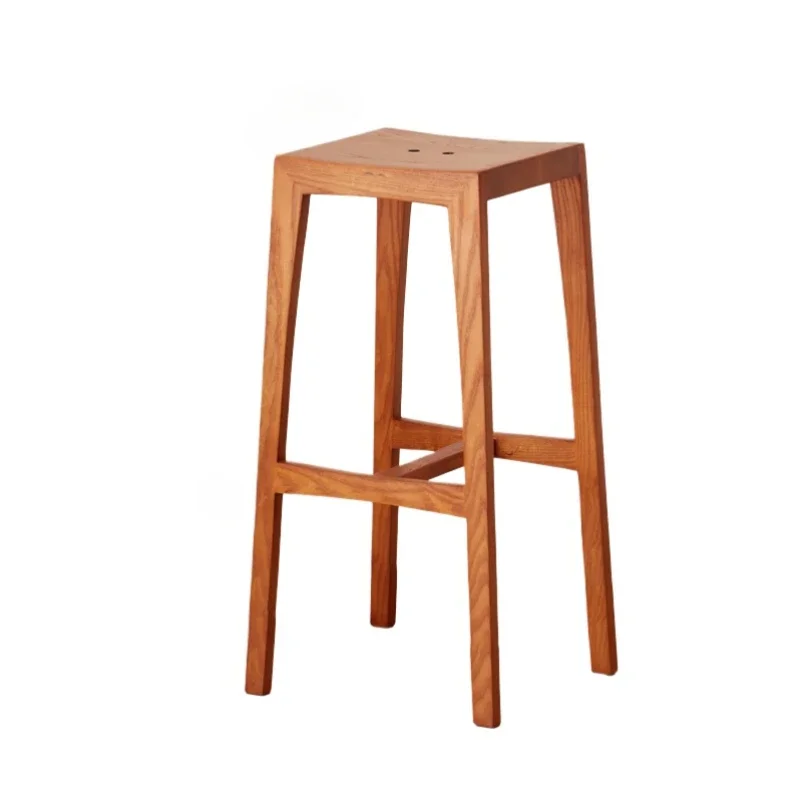 Nordic Solid Wood Counter Stool Japanese Style Bar Chairs Living Room High Foot Dining Seats Versatile Scenes Home Furniture