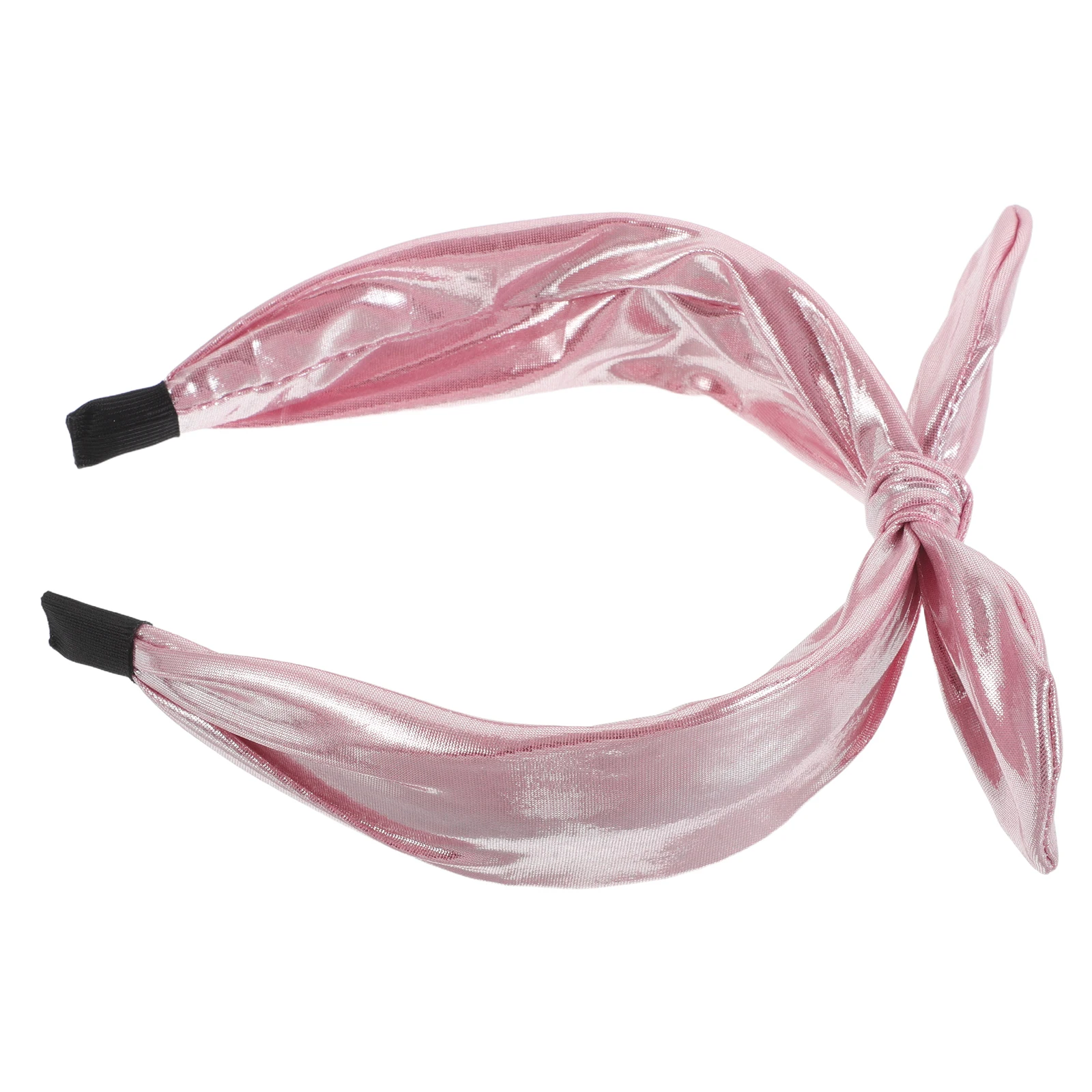 

Wide Bow Headbands Pink Glitter Hair Band Birthday Clubwear Fashion Accessory Metallic Knotted Elegant Shine Comfortable Design