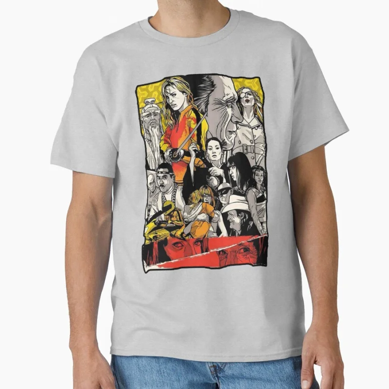 Movie Poster Tarantino Pattern Graphic Tee Vintage Japan Samurai Kill Bill Movie Gift T Shirt for man large size tops