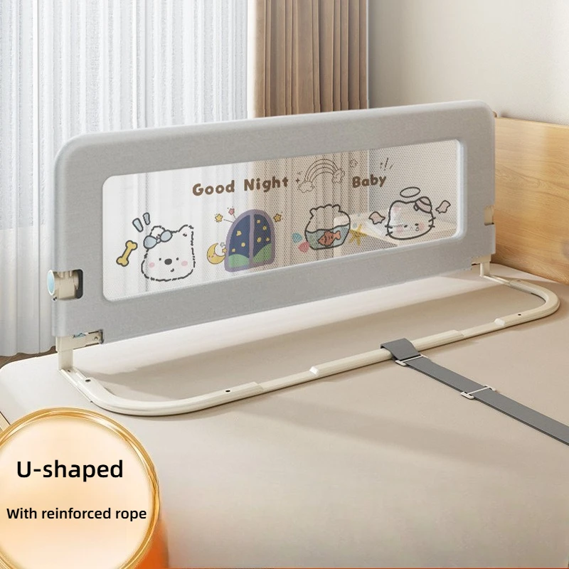 

IMBABY Bed Guardrail U-Shaped Base Baby Bed Rail Full Foldable Baby Safety Bed Barrier Height Adjustable Crib Bumper for Kids