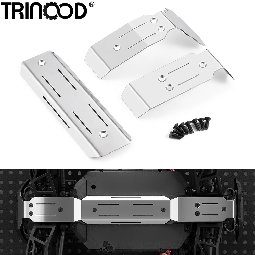 TRINOOD Stainless Steel Chassis Armor Skid Plate Guard Protect Set for T-raxxas 1/16 Mini Maxx 2S Upgrade Parts