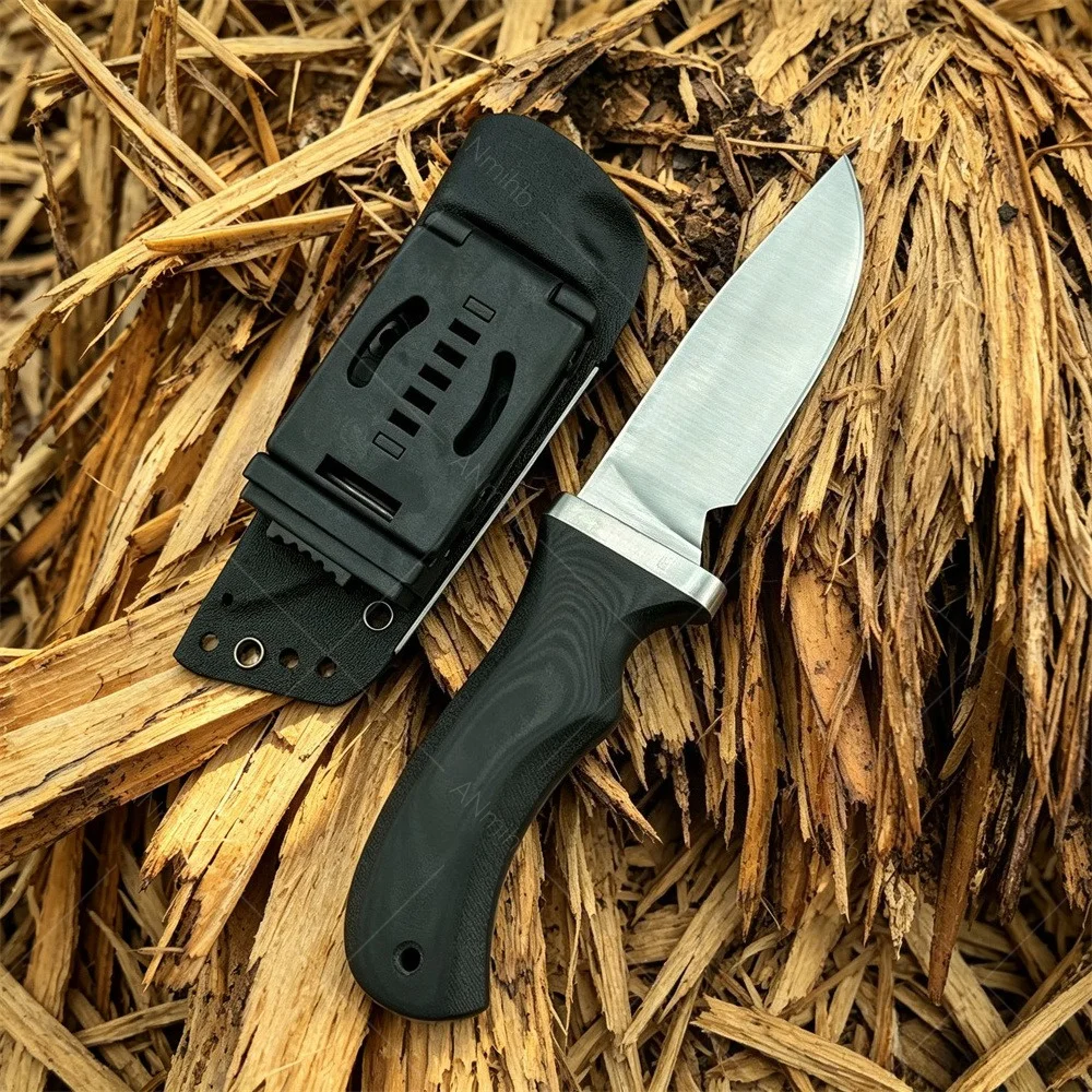 Small Straight Knife G10 Handle Outdoor Portable Cutting Knife, Camping with K Sheath Straight Knife