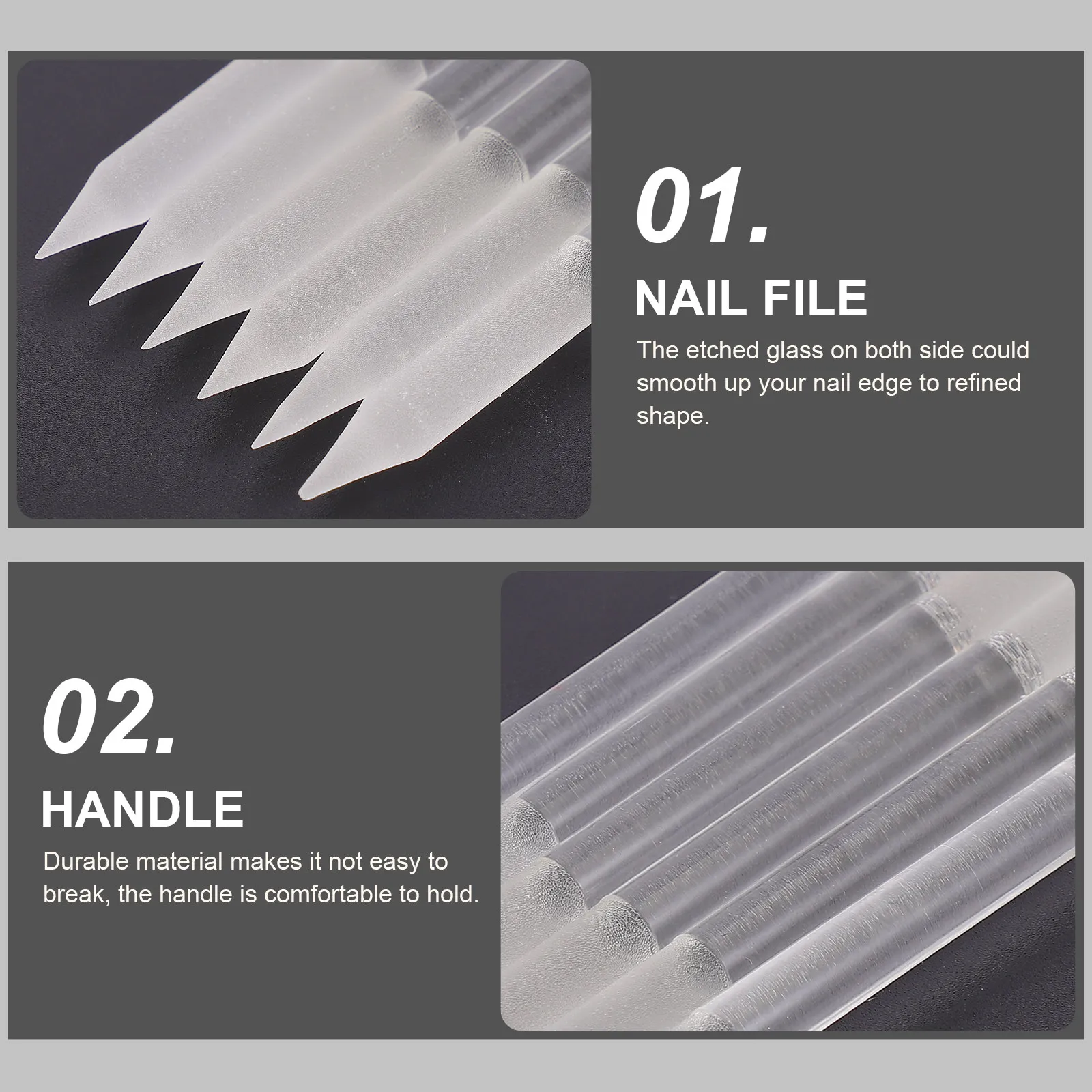 6Pcs Professional Glass Nail Files Finish Nail Shaper for Extensions and Natural Nails Buffer Tool