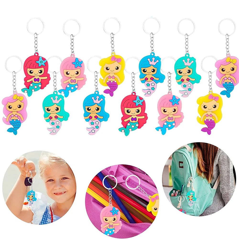 Little Mermaid Party Necklace Ring Bracelet Temporary Tatoo Stickers Keychain Kids Girls Birthday Goodie Favors Decoration Gifts