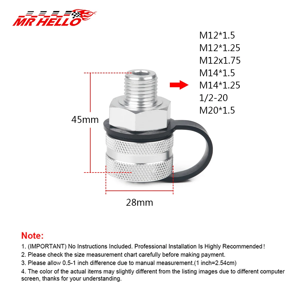 Oil drain Valve Aluminum Alloy Quick Drain For M14*1.5 M14*1.25 M12*1.25 M12*1.5 with hose attachment