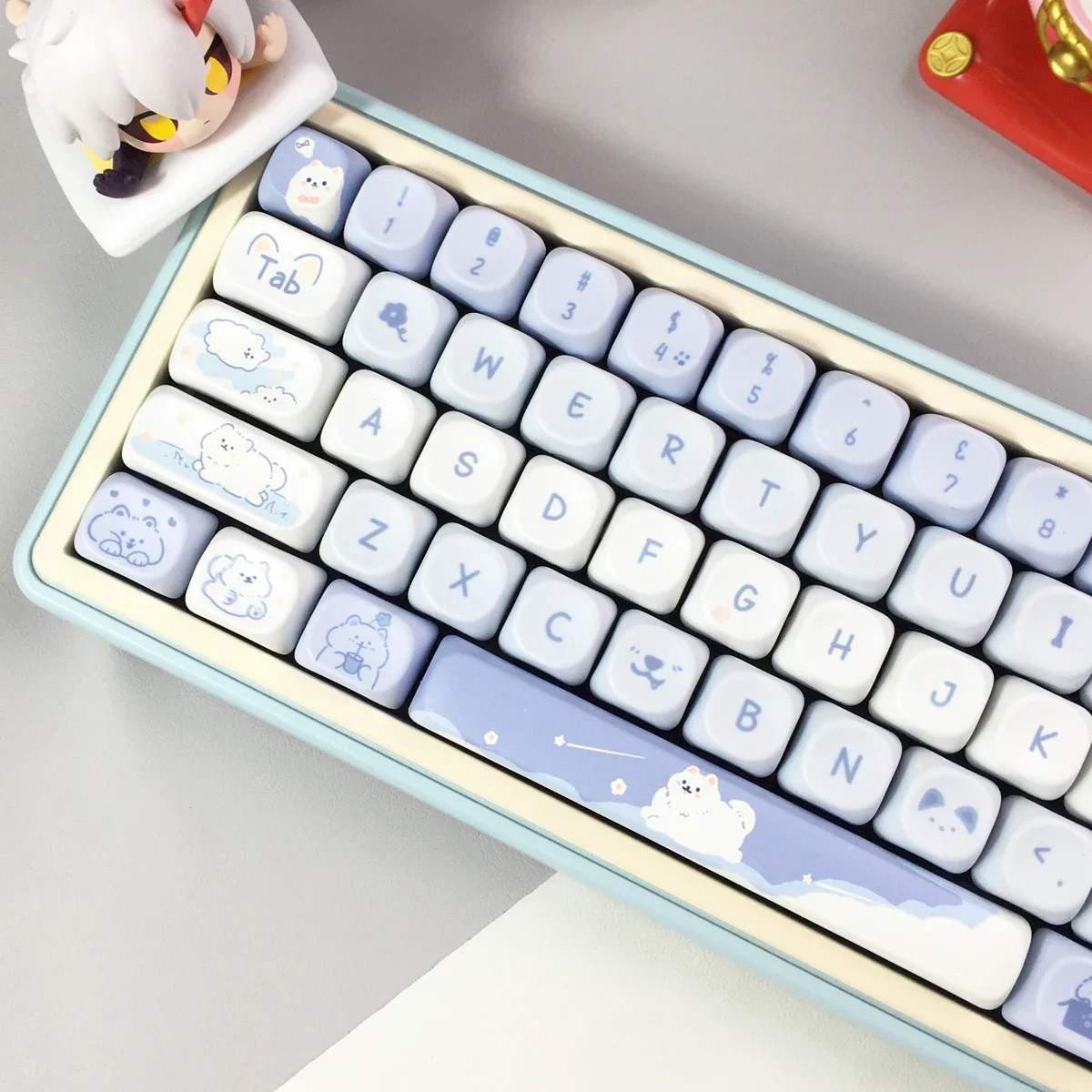 New 95Keys MOA Profile Keycaps Cute Samoye Dogs Theme PBT Key Caps Suit for 61/64/68/84/75/87 Keys Gaming Mechanical Keyboard