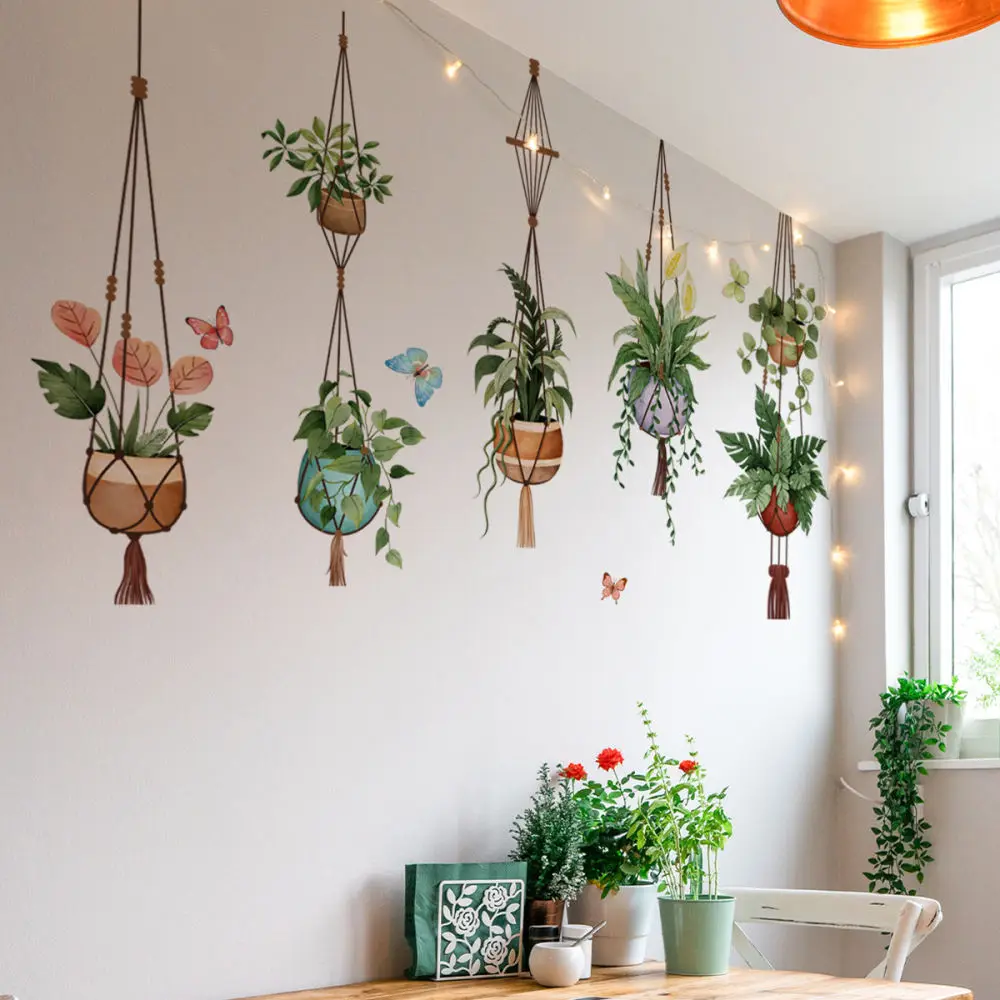 30x90cm Decorative Potted Plant Wall Sticker Modern Minimalist PVC Wallpaper For Home Living Room Bedroom Wall Decor