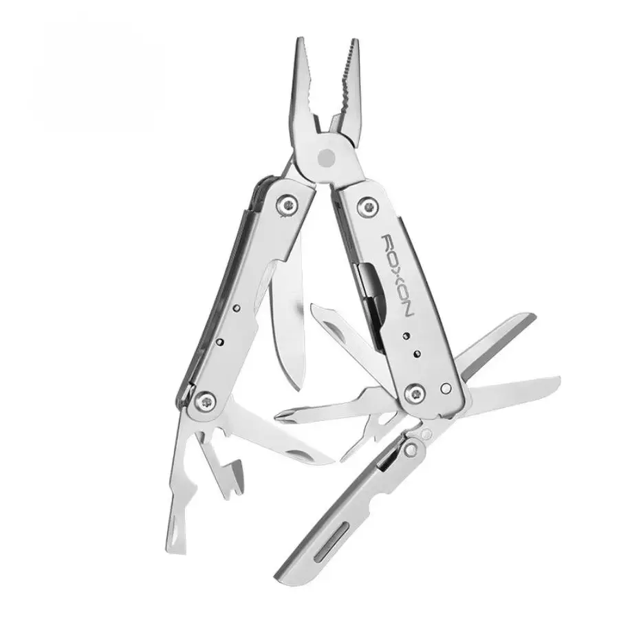 R's M2 Genuine 14 in 1 Mini Multitool Lightweight Plier with Folding Scissors Knife Portable EDC Camping Tools for Outdoor Field