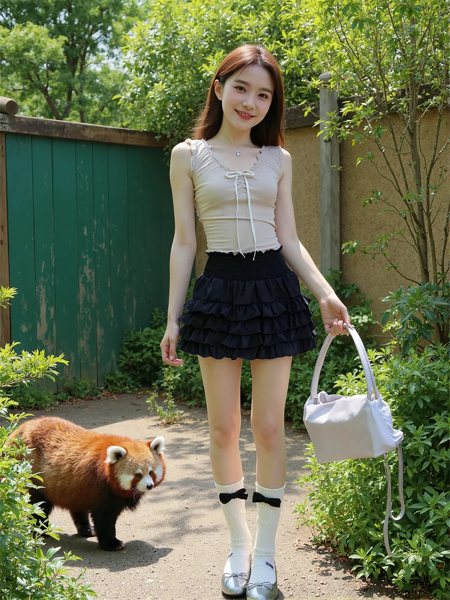 

Shirring Cake Mini Skirts Womens Polka Dot Pattern Ruffled Summer Patchwork Mesh Comfortable Feminina All-match Pleated