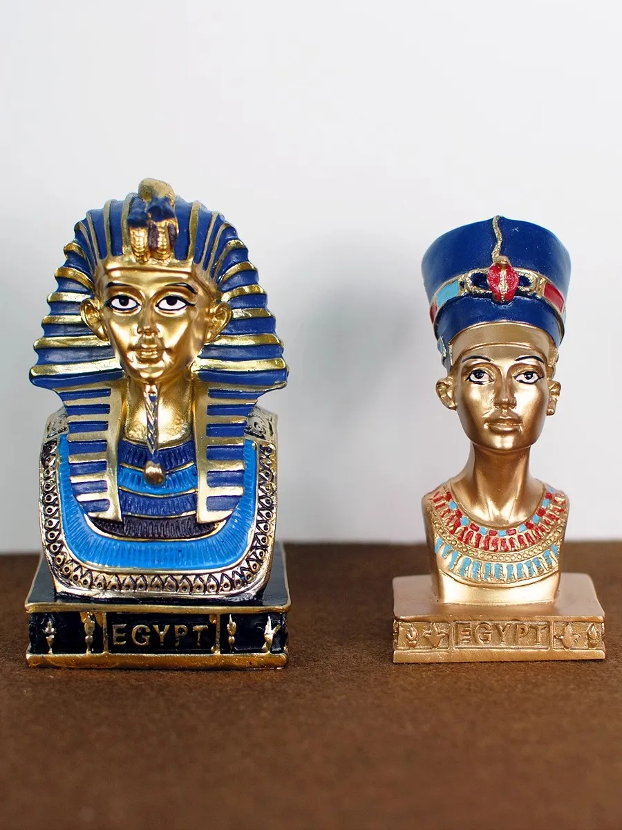 Egyptian Pharaoh Queen Mummy Resin Statue Pyramid Sphinx Goddess Bastet  Sculpture Anubis Commemorative Coin Home Decor Gift