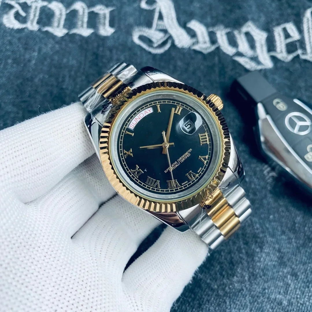 2025 Nuovo orologio automatico da uomo in oro rosa di lusso Orologio meccanico AR Orologio da uomo con data in vetro zaffiro