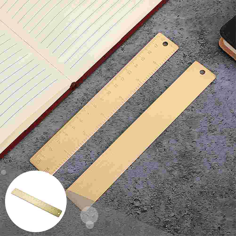 Brass Ruler s Premium Thin Light Bookmark Measuring Tool Double Scale Straight Drafting Ruler Safe Practical Affordable