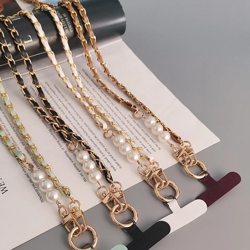 1PC Phone Case Universal Lanyard Long Crossbody Pearl Pickup Chain Mobile Phone Lanyard Women's Long Neck And Shoulder Strap