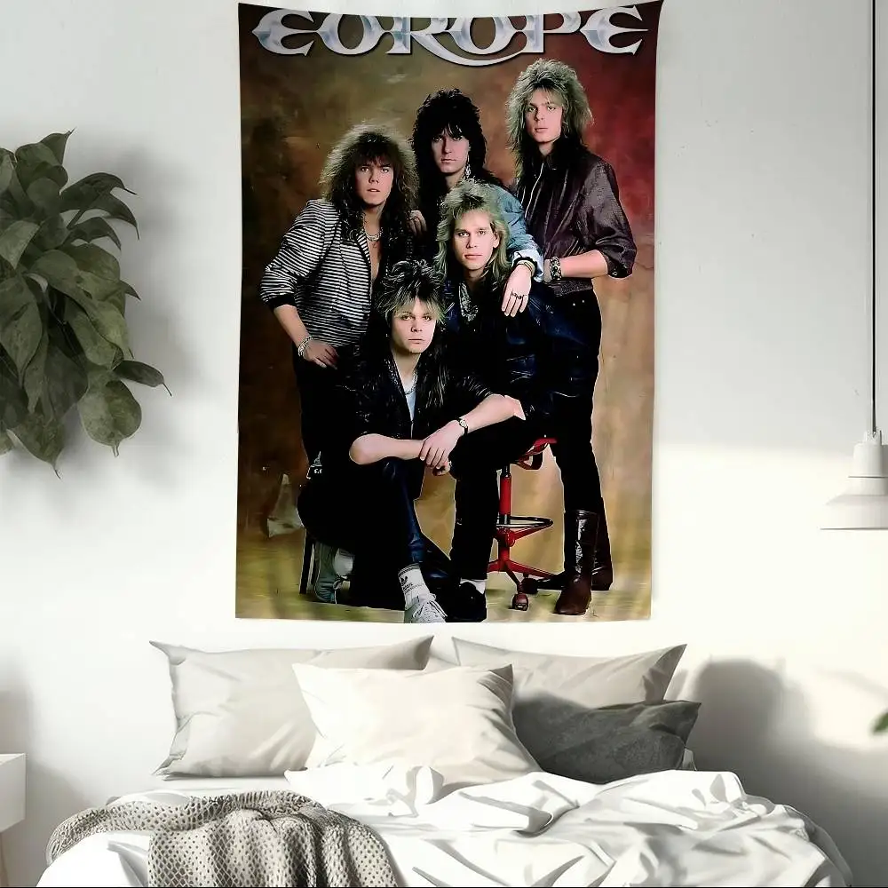 Tapestry Dinding Besar Motif Band Rock Klasik E-Europe, Karpet Dinding Hippie Tarot, Dekorasi Rumah dan Kamar Asrama