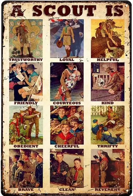 RIFOSA Vintage Metal Tin Sign A Scout Law Retro Outdoor Indoor Wall Panel Decor  Inch