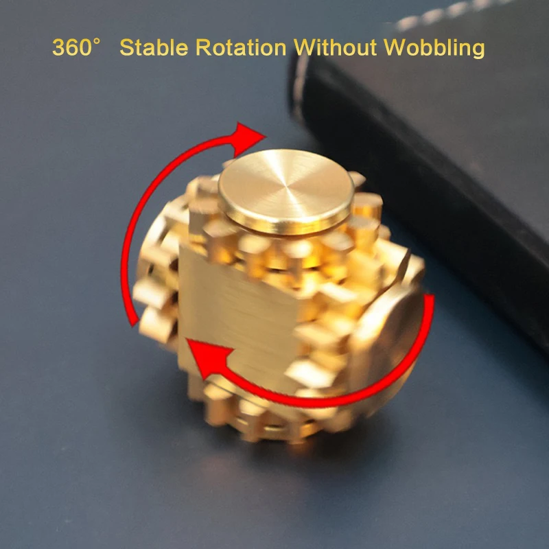 Edc mão-manivela girador de bronze engrenagem-distida dedo girador adulto tdah alívio do estresse brinquedo escritório alívio do estresse brinquedo presente