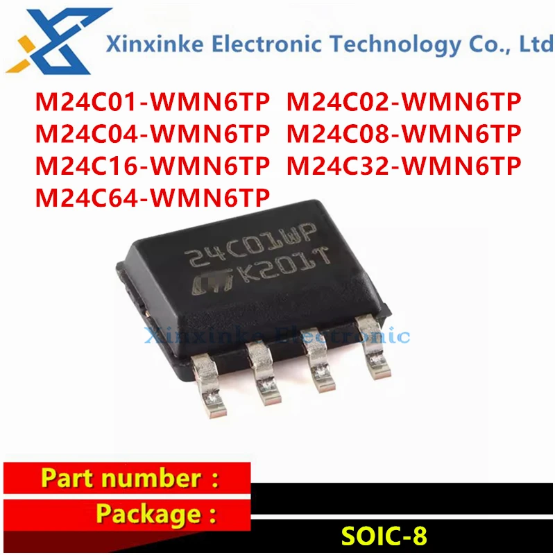 

20PCS M24C01-WMN6TP 24C02WP 24C04WP 24C08WP 24C16WP 24C32WP 24C64WP SOIC-8 EEPROM IC Memory & Data Storage 2-Wire I2C