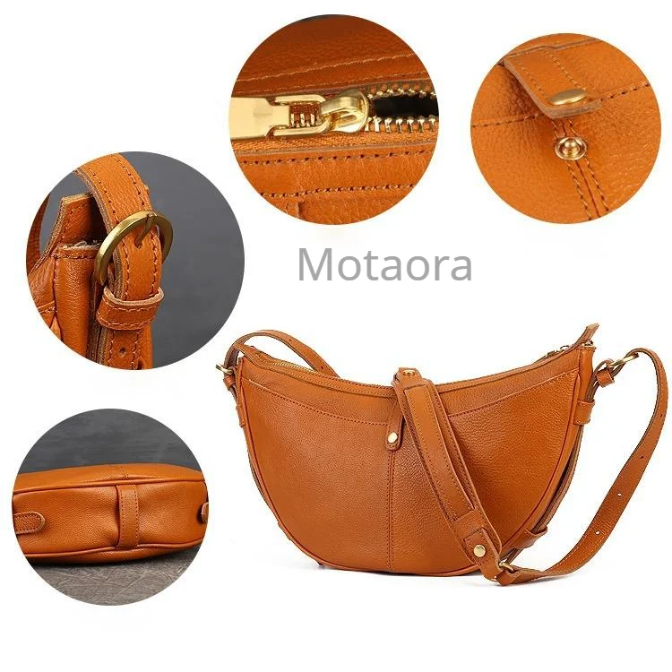 MOTAORA Genuine Leather Women\'s Bag Underarm Dumpling Bags For Women Trend 2024 Commuting Shoulder Bag Female Phone Handbags New