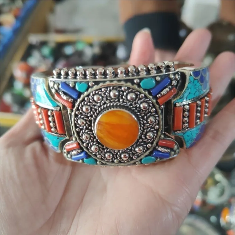 

Indian Dancing Open Cuff Bangle Tibetan Nepal Vintage Ethnic Style Jewelry Big Bangles For Women