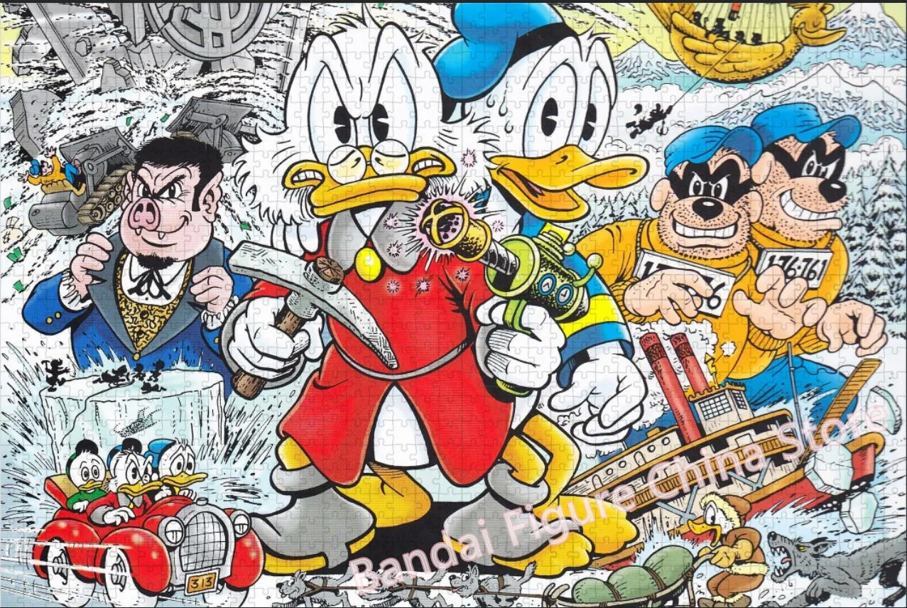 Disney dos desenhos animados pato donald impressão quebra-cabeça 300/500/1000 peças tio scrooge anime quebra-cabeça para crianças adulto jogo brinquedos presentes