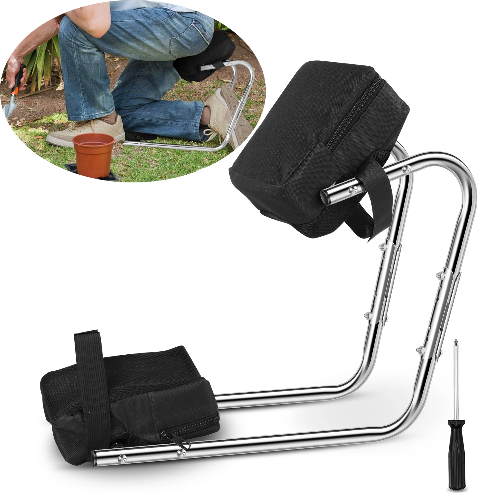 

Garden Kneeler Seat Aluminum Alloy Gardening Knee Cushion Wear Resistant Farm Knee Support Ergonomic Gardening Kneeling Mat Easy