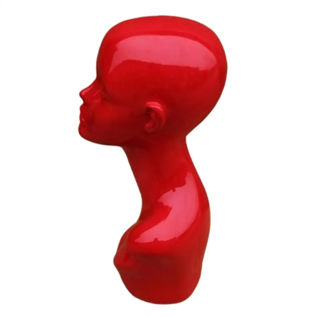 Cabeça feminina de plástico estável busto peruca chapéu exibição de joias vermelho