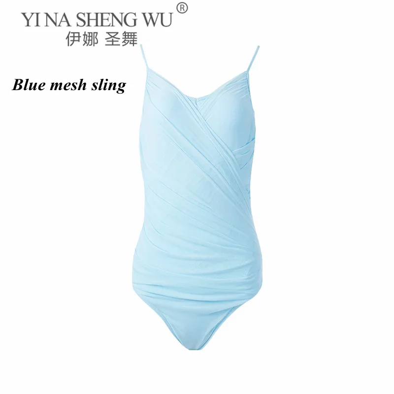 Vrouwen Dans Turnpakje Ballet Geplooide V-hals Bodysuit Onregelmatige Mesh Rok Tiener Training Gymnastiek Schaatsen Pak Ballert Dancewear