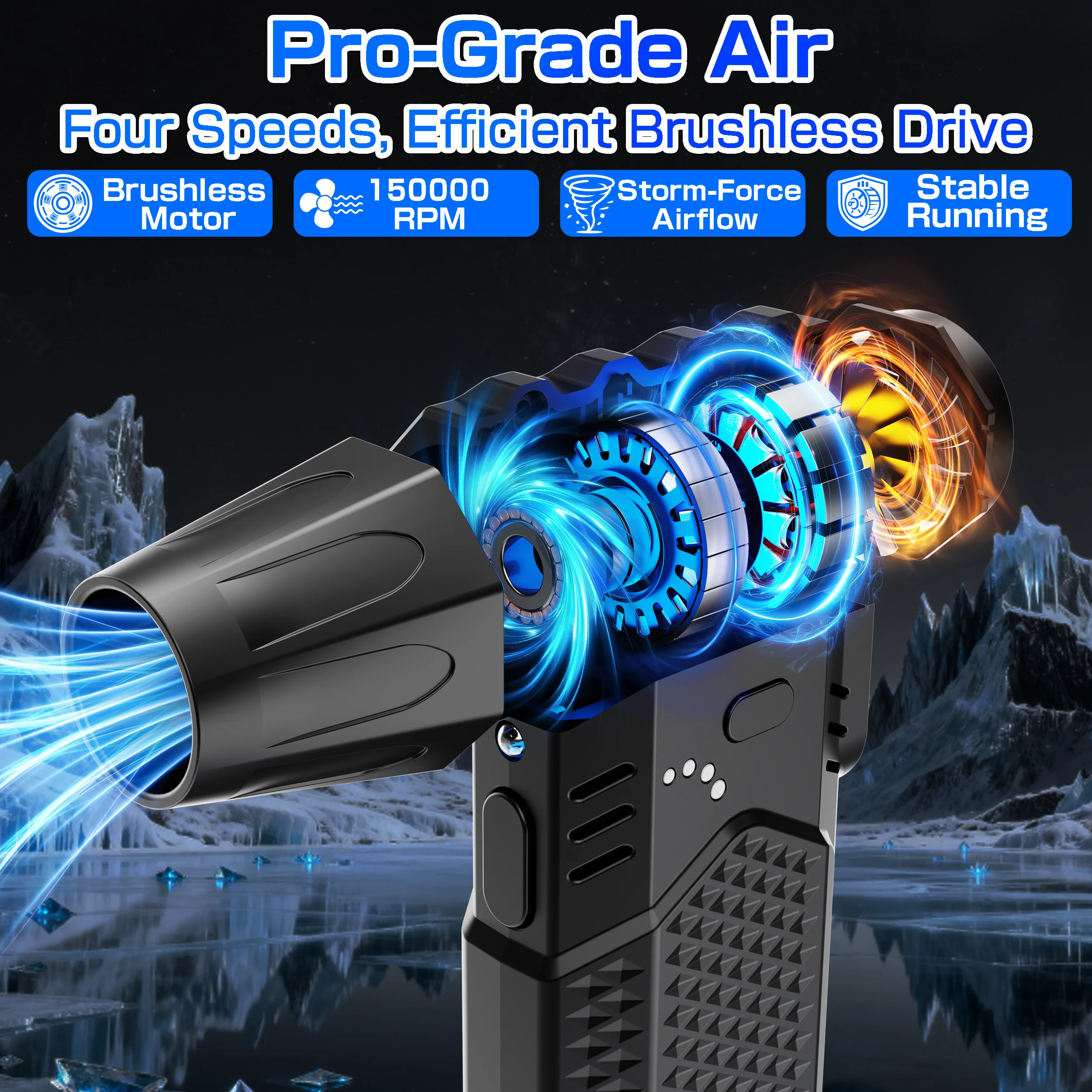 لسيارة RV شاحنة مقطورة مروحة تربو مروحة نفاثة عنيفة تهب ضربة الثلج وشفط 2 في 1 الكهربائية منفضة الهواء تنظيف منفاخ أداة