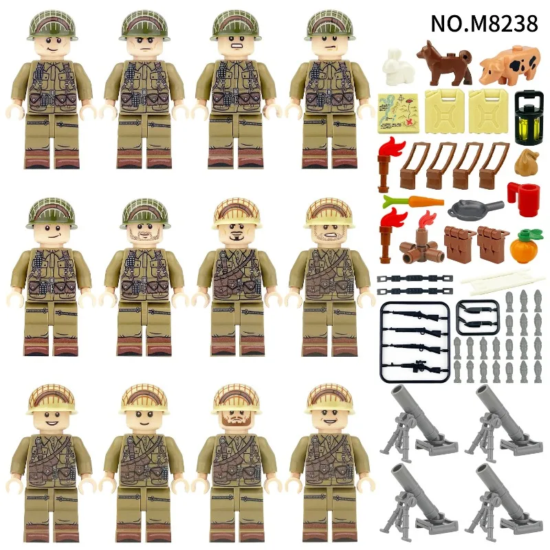 

M8238 Field Corps doll accessories search dogs and children assemble small particle building blocks mortar assembly toys.