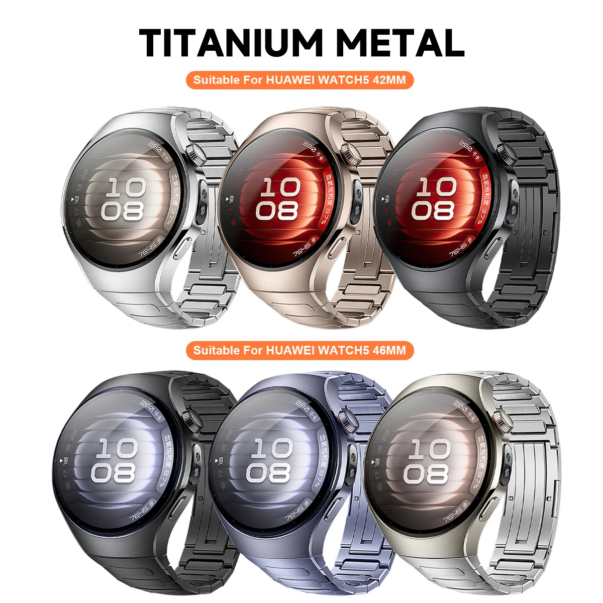 Luksusowy tytanowy pasek do Huawei Watch 5 46MM Bez szczelin Metalowy pasek do Huawei Watch 5 42mm Biznesowy pasek z szybkim zapięciem — zdjęcie produktu 6