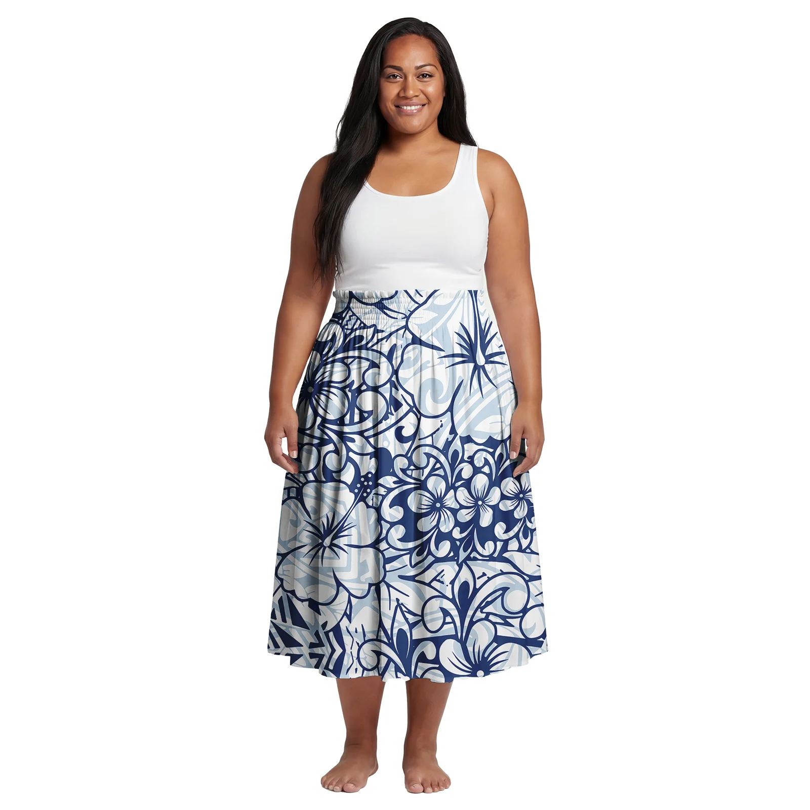 2026 Spring New Custom Elastic Waistband Design Women Skirts Samoan Polynesian Elegant Oversize Ladies Dress Party Aloha Skirts - view 4