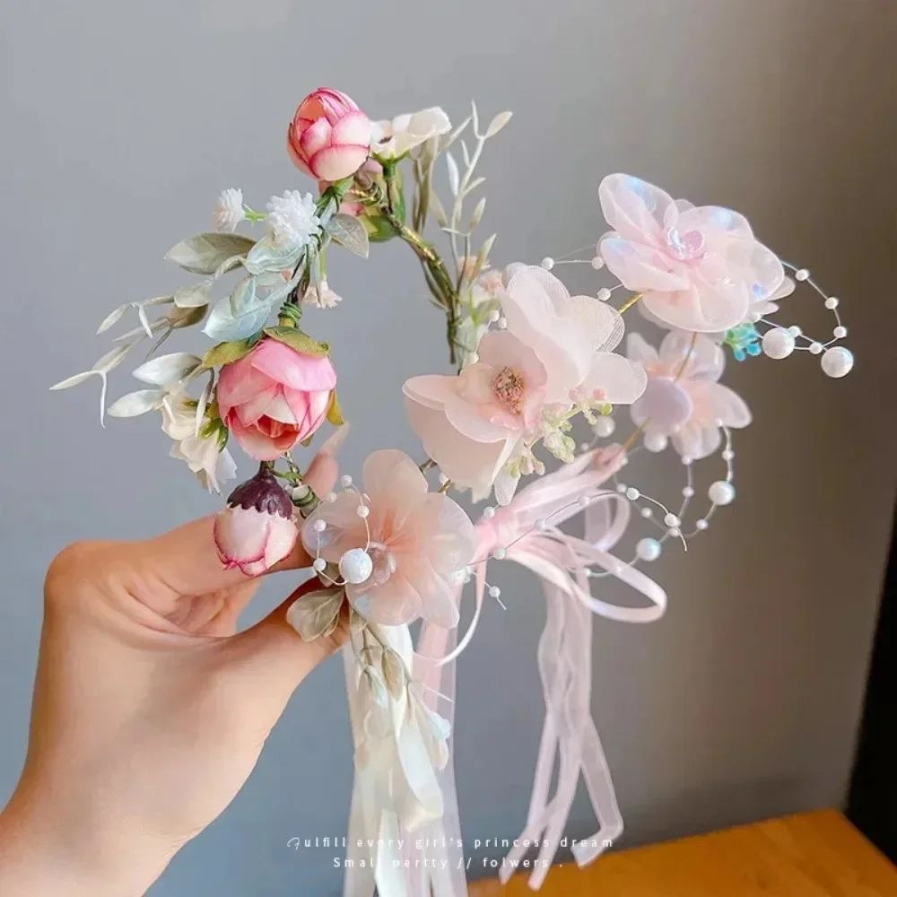 Kinder Kopfbedeckung Eleganter Blumenkranz Fee Krone Stirnband Prinzessin Kinder Geburtstag Leistung Runway Mädchen Haarschmuck