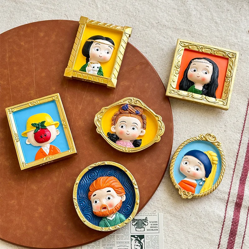 

CuteLife Cute Resin Famous Painting Custom Fridge Magnet Home Decoration Blackboard 3D Stickers Kitchen Refrigerator Magnetic