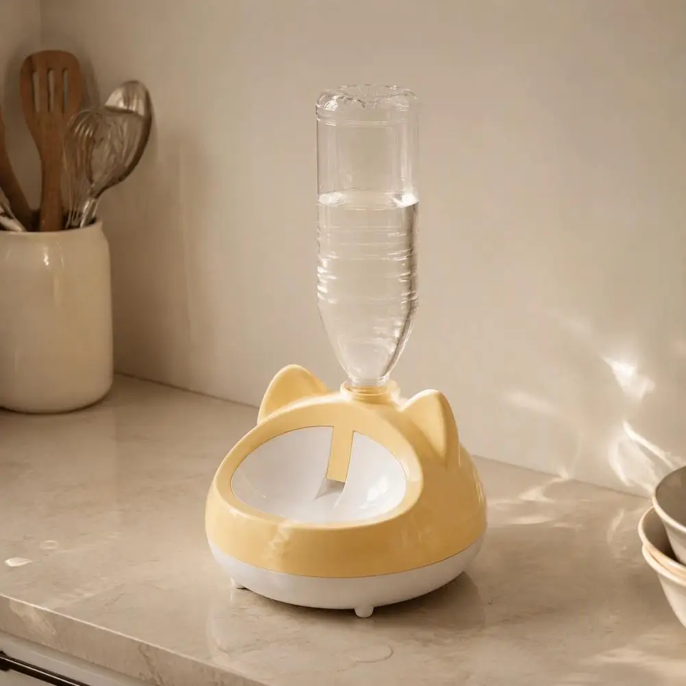 Silent Pet Water Fountain Automatic Cat Water Dispenser with Bottle Adapter Cute Cat Ear Design Pet Water Feeder for Small