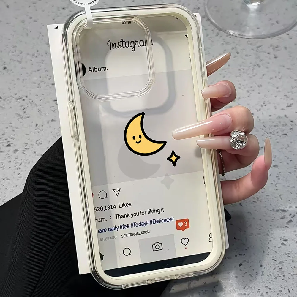 Einfache Mond-Paar-Handyhülle für Samsung Galaxy S26 Ultra S25 S24 Plus S22 S23 Plus FE A57 A54 A55 A16 A15 4G 5G Transparente Hülle – Detail 4