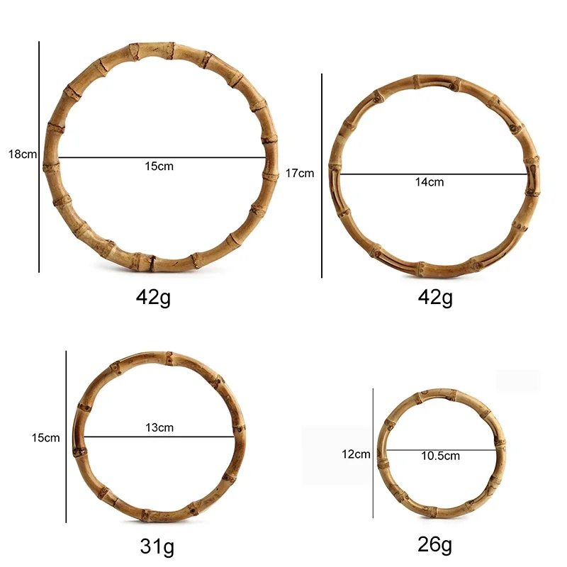 2-8-20PCS 12/14/15/16/18cm D/O Shape Vintage Bamboo Purse Frame For Wooden Bags Handbag Closure Round Handle Woven Accessories