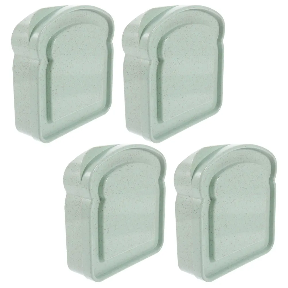 

4 Pcs S wich Box Containers Shaped Like Toast for Lunch Dinner Picnics Small Snack Outdoor Food Storage Metal Airtight Fruits