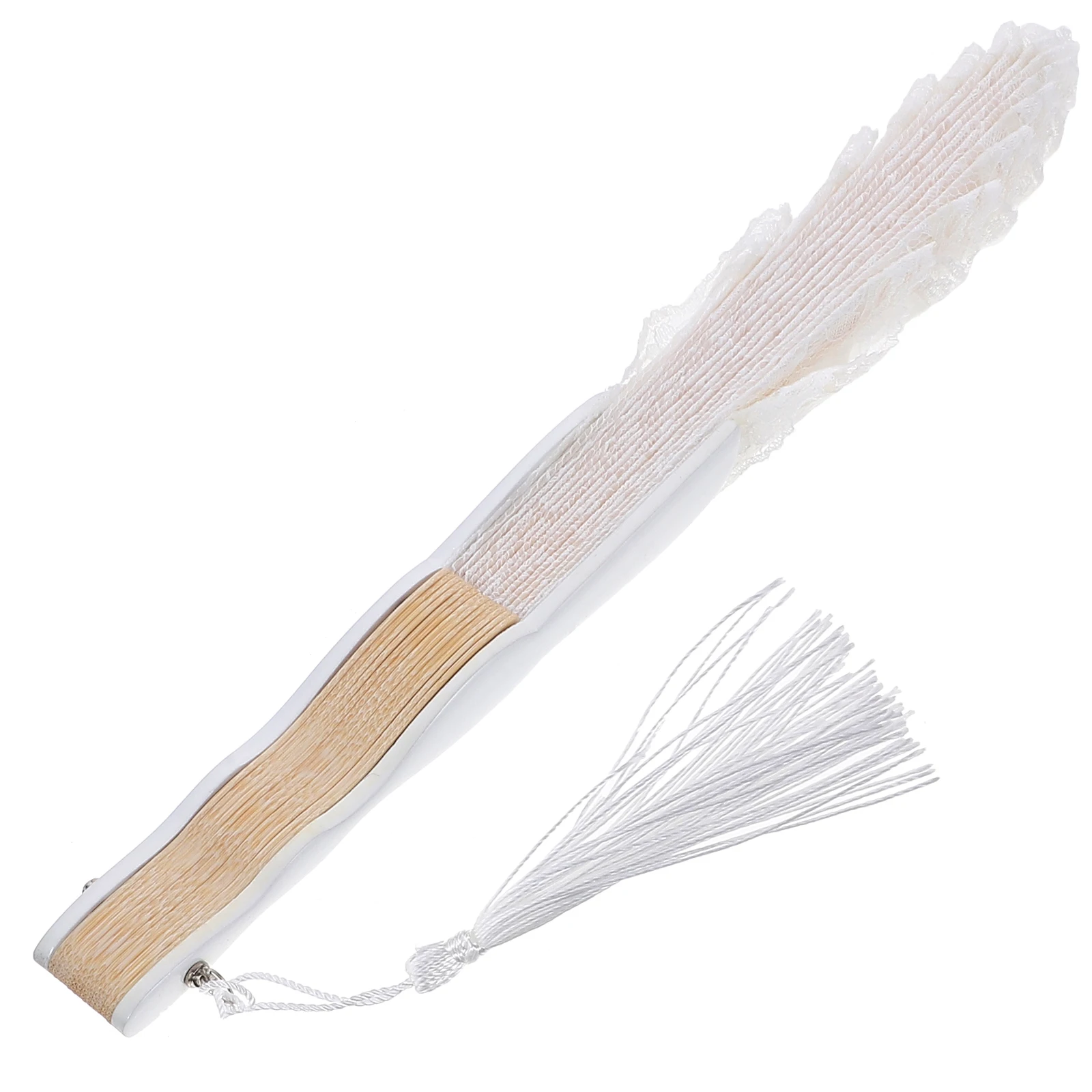 

1pc Retro Lace Folding Fan White Bone Shell Decorative Flower Handheld Fans for Party Home DIY Stage Prop Store