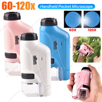 Mini Microscope Kit with LED Light Educational Science Microscope Battery Powered Portable Mini Microscope Outdoor Children