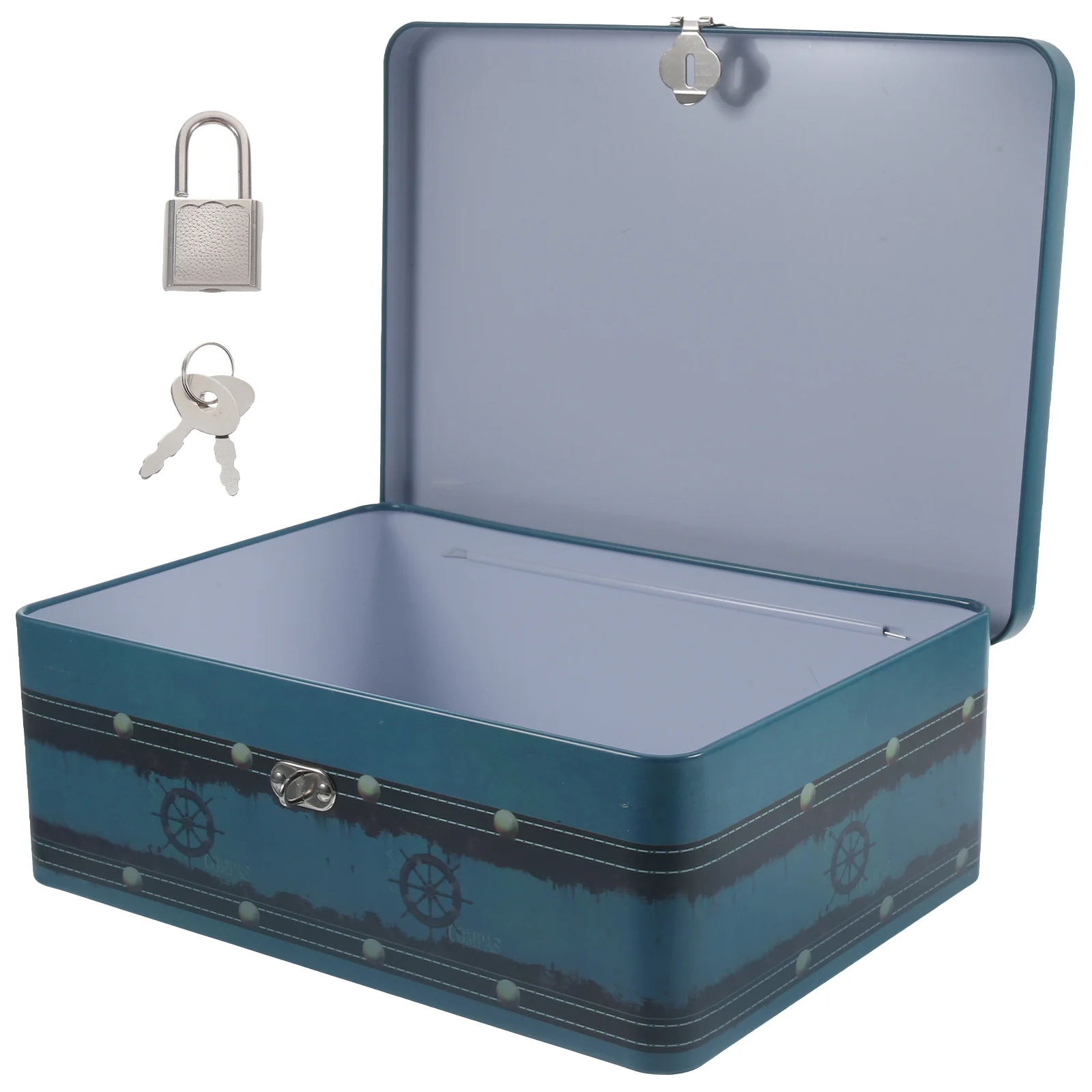 

Retro Tinplate Box Lockable Storage Small Metal Container Desk Organizer Empty Tins Jewelry Box Compact
