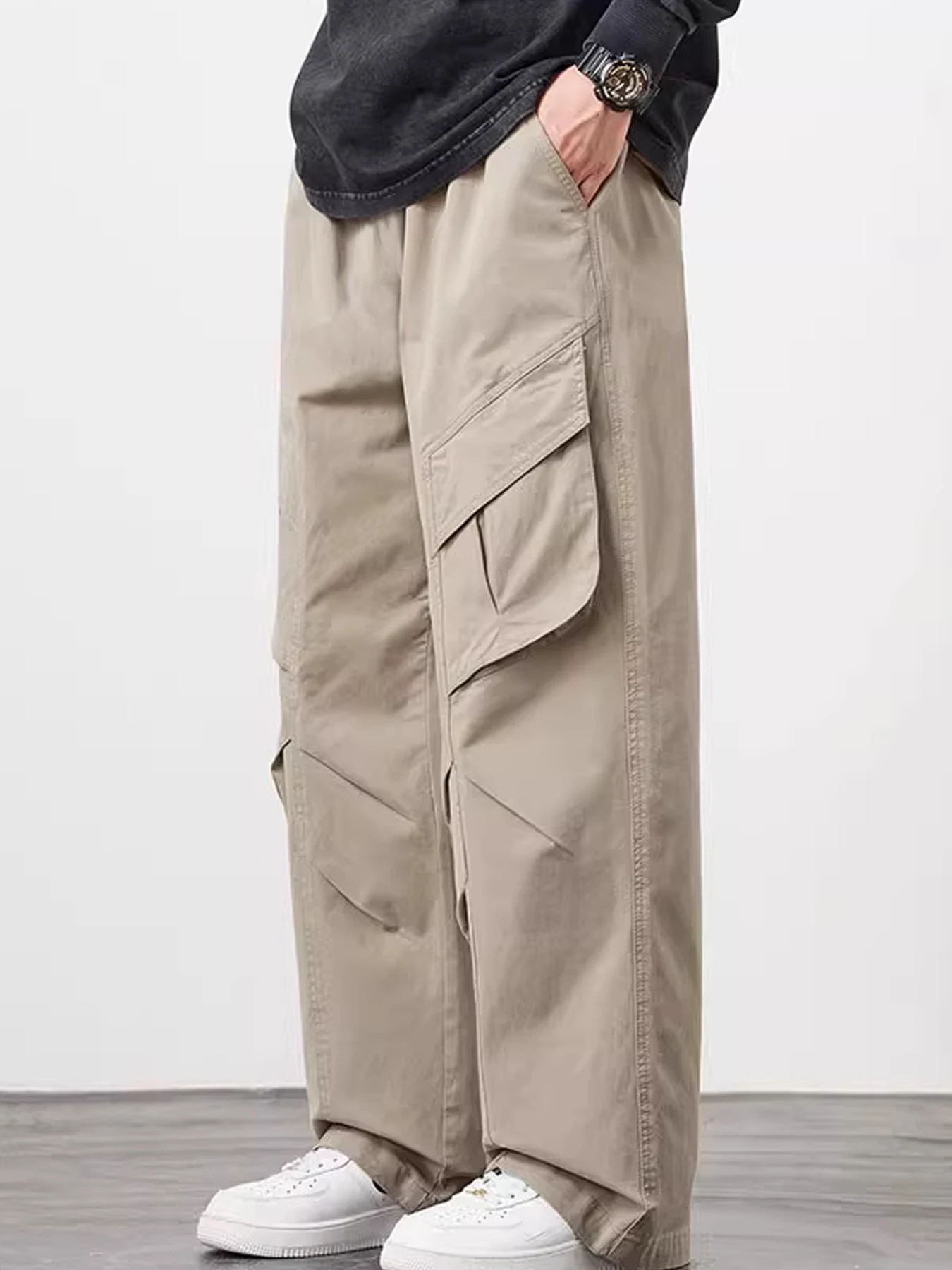 Adatto per indossare pantaloni dritti per pendolari, abbigliamento da lavoro casual versatile americano di nuovo stile da uomo, danza di strada con tasche grandi
