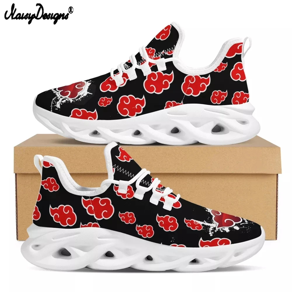 Czarne czerwone letnie męskie buty Kintting Akatsuki japońskie Anime trampki sznurowane oddychające Zapatos