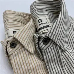 Japanese Retro Youth Workwear Shirt Fashion Colours Striped Men's Loose Long Sleeved Shirt Square Collar Wear Resistance Coat