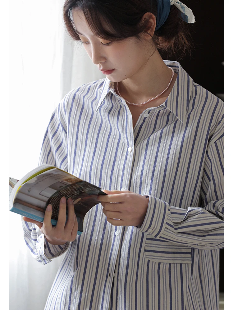 

Long Velvet Cotton Striped irt Women's Open Cardigan Spring Summer New Sle Texture Embroidery Original Design Loose Fit